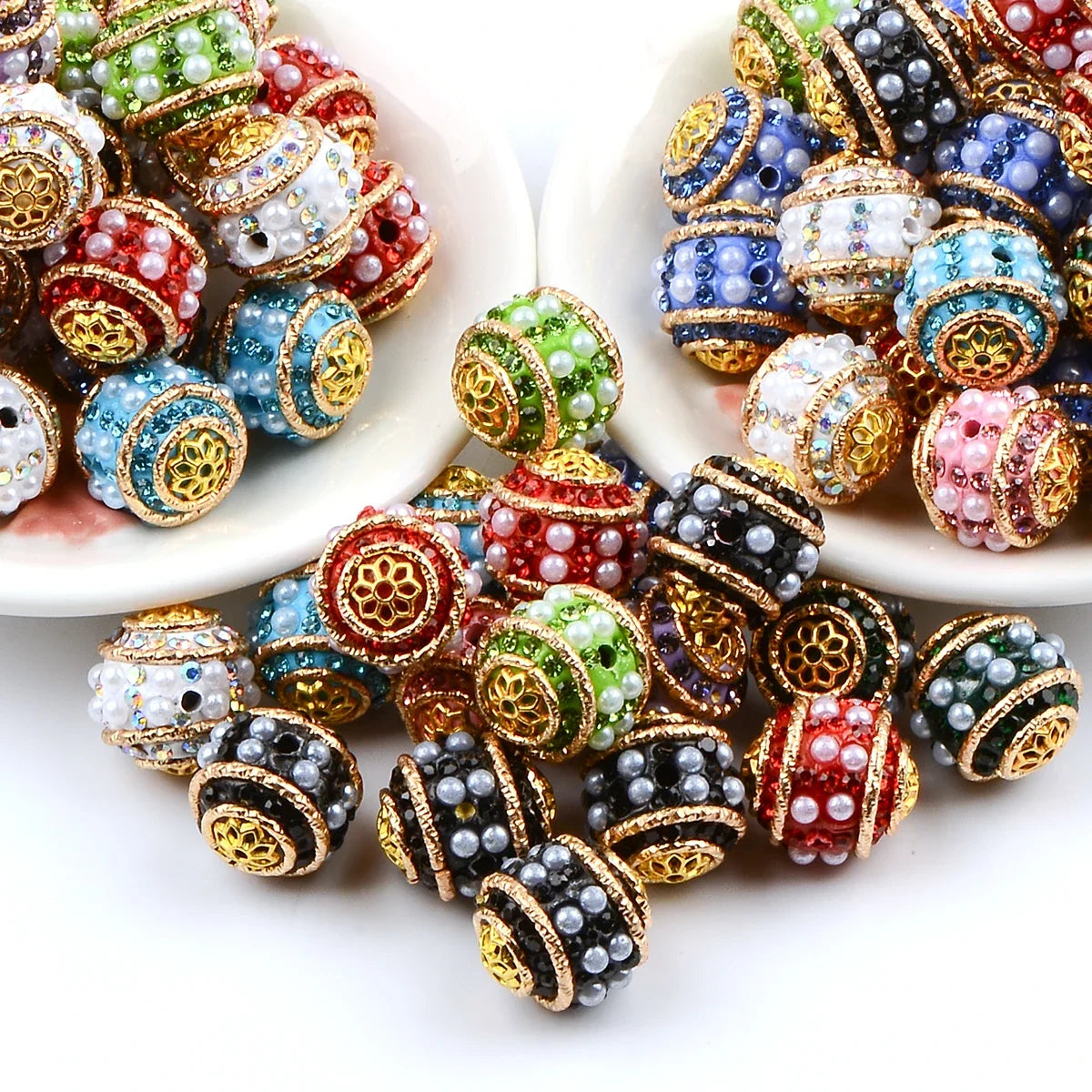 5PCS Vintage hand-painted waist drum shape acrylic round beads for jewelry making Charm DIY Bracelet Necklace Accessories