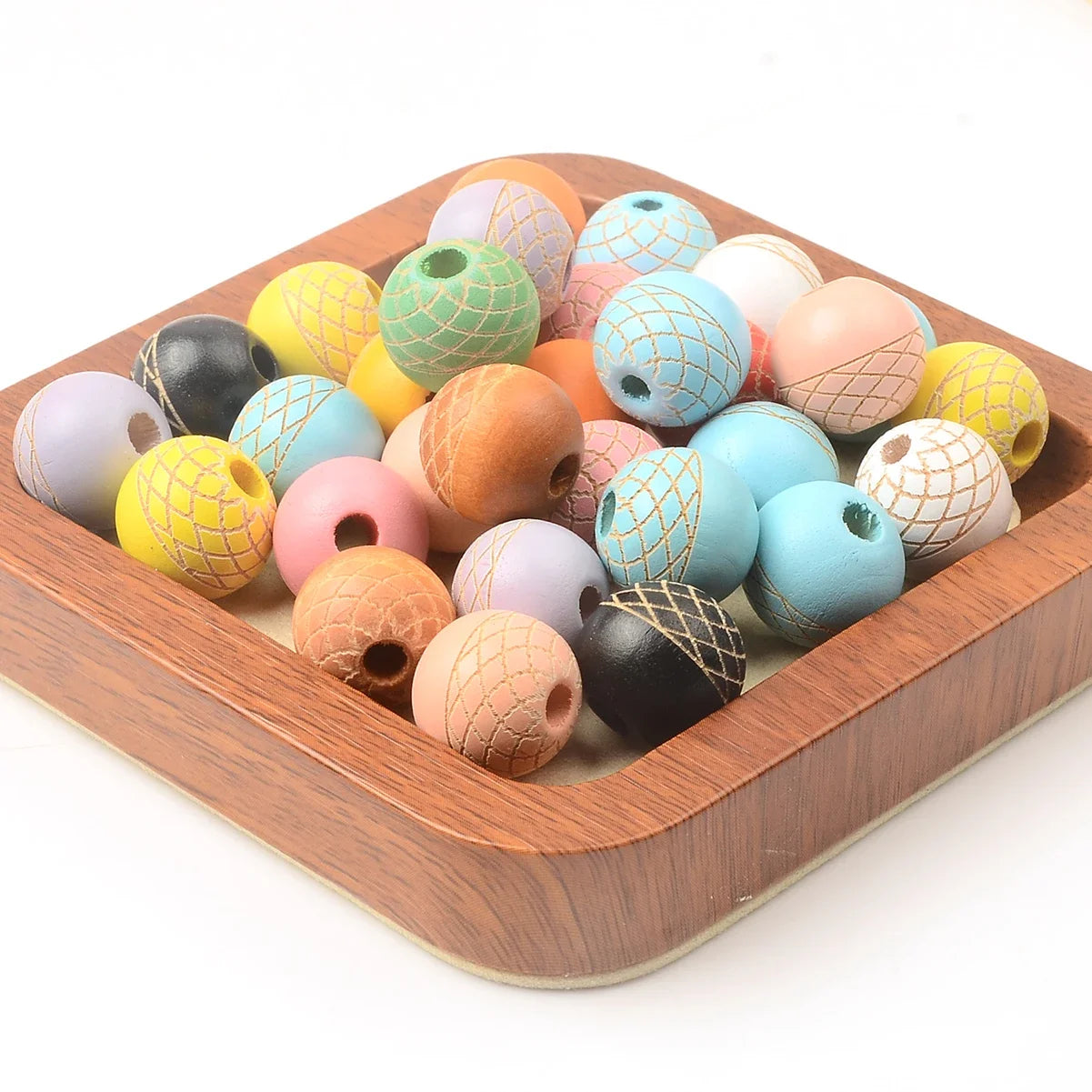15pcs Vintage fashion hand-carved wooden bead Charms Large Hole Beads for Gifts DIY Necklace Bracelet Jewelry Accessories