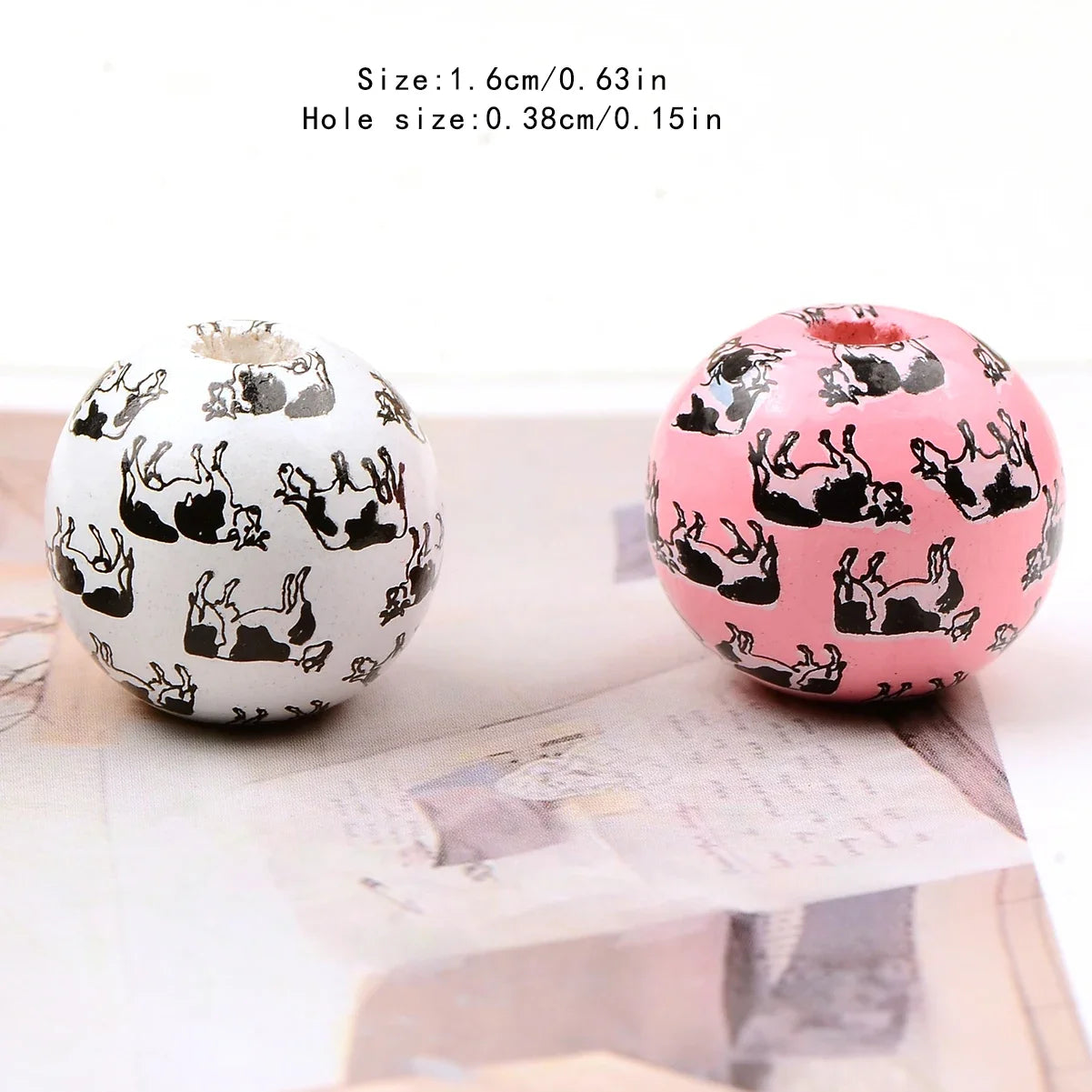 15pcs Hand-painted cow and bottle pattern wooden bead Charm Large Hole Bead for Gift DIY Necklace Bracelet Jewelry Accessories
