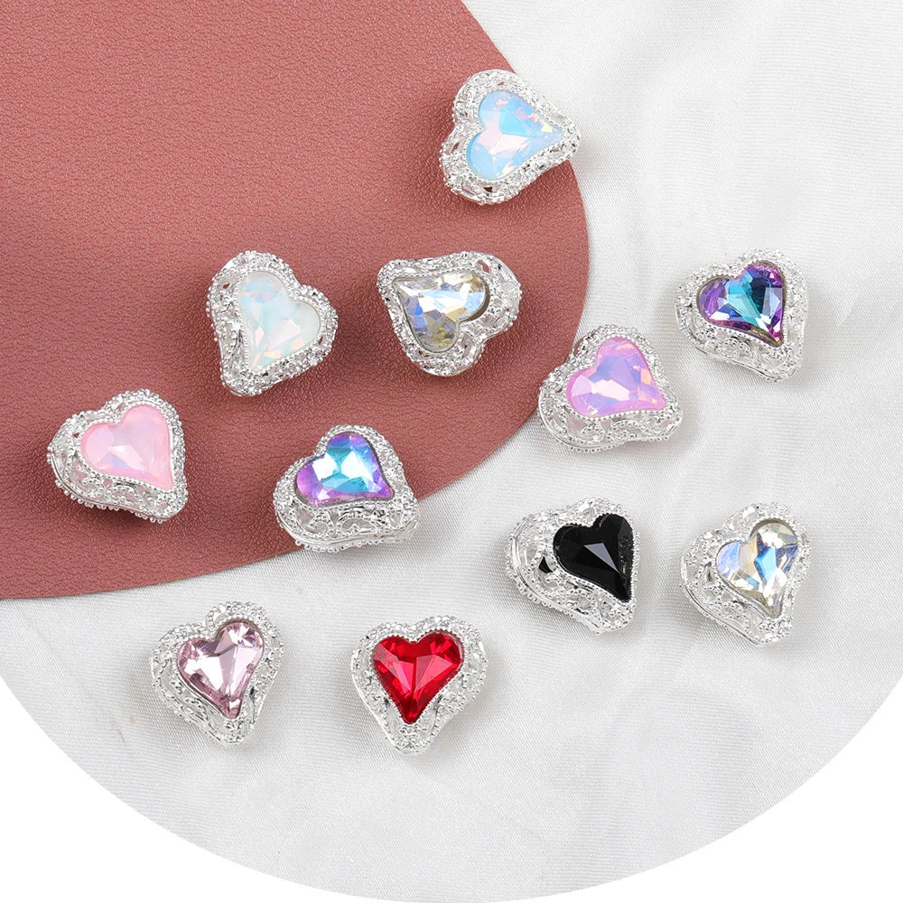 Handmade 40Pcs 19*20MM DIY Fancy Beads/Hand Made/Jewelry Accessories/Rhinestone Effect/Heart Shape/Alloy Beads #18304