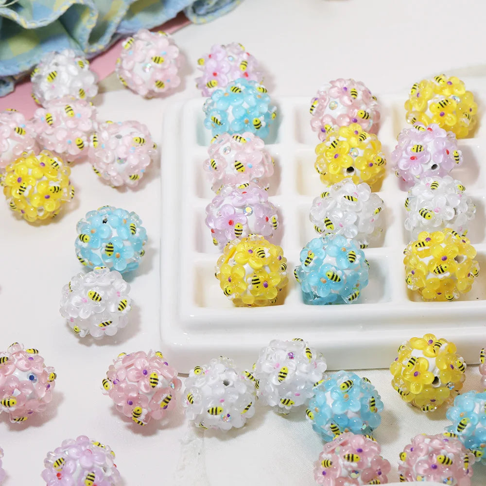 Cordial Handmade 50Pcs 18*18MM DIY Fancy Bead/Flower Bees Effect/Jewelry Findings & Components/Polymer Clay Bead #18315