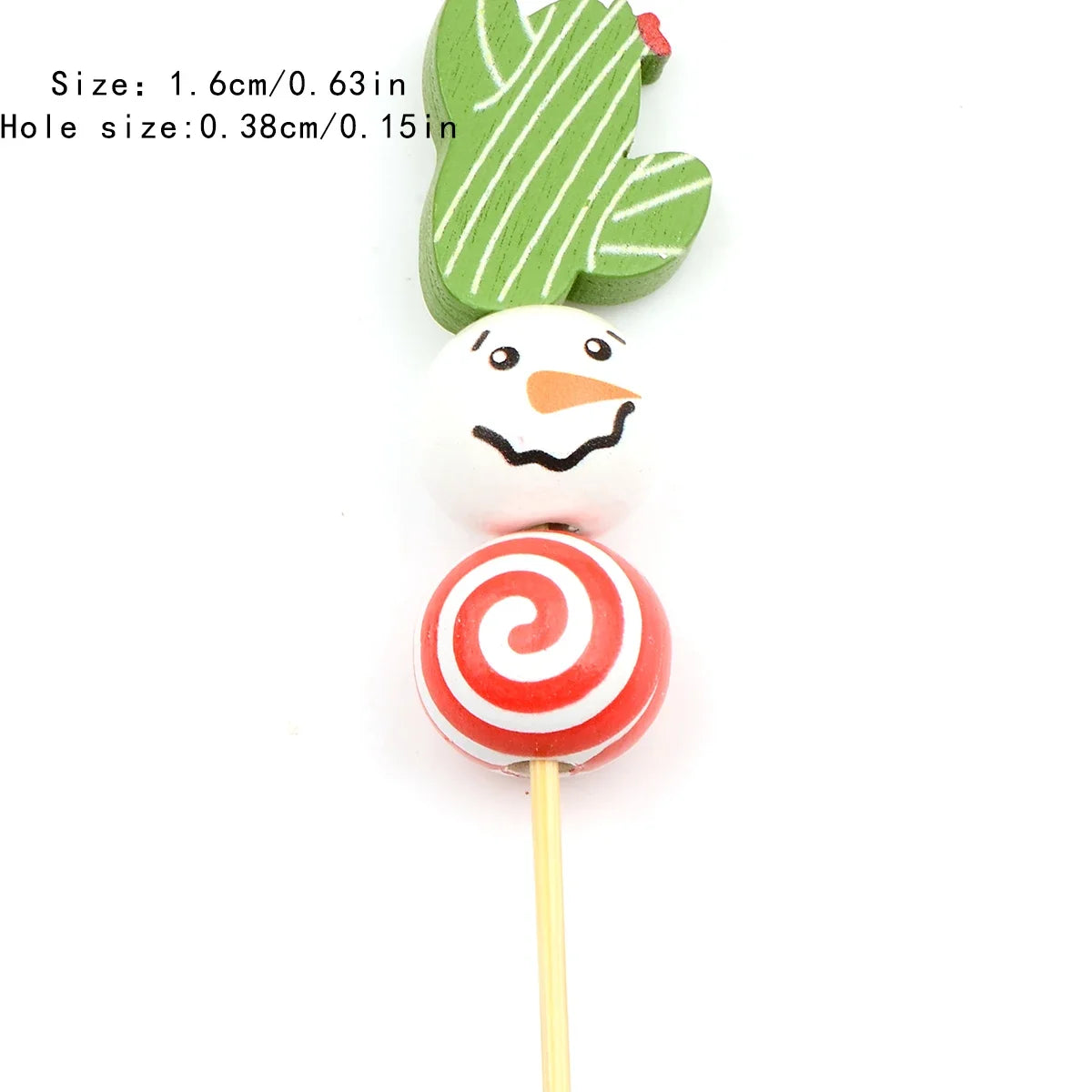 15pcs Beautiful Colorful Christmas snowman wooden bead, Fashion Large Hole Bead, for Gift Make DIY Necklace Bracelet Accessories