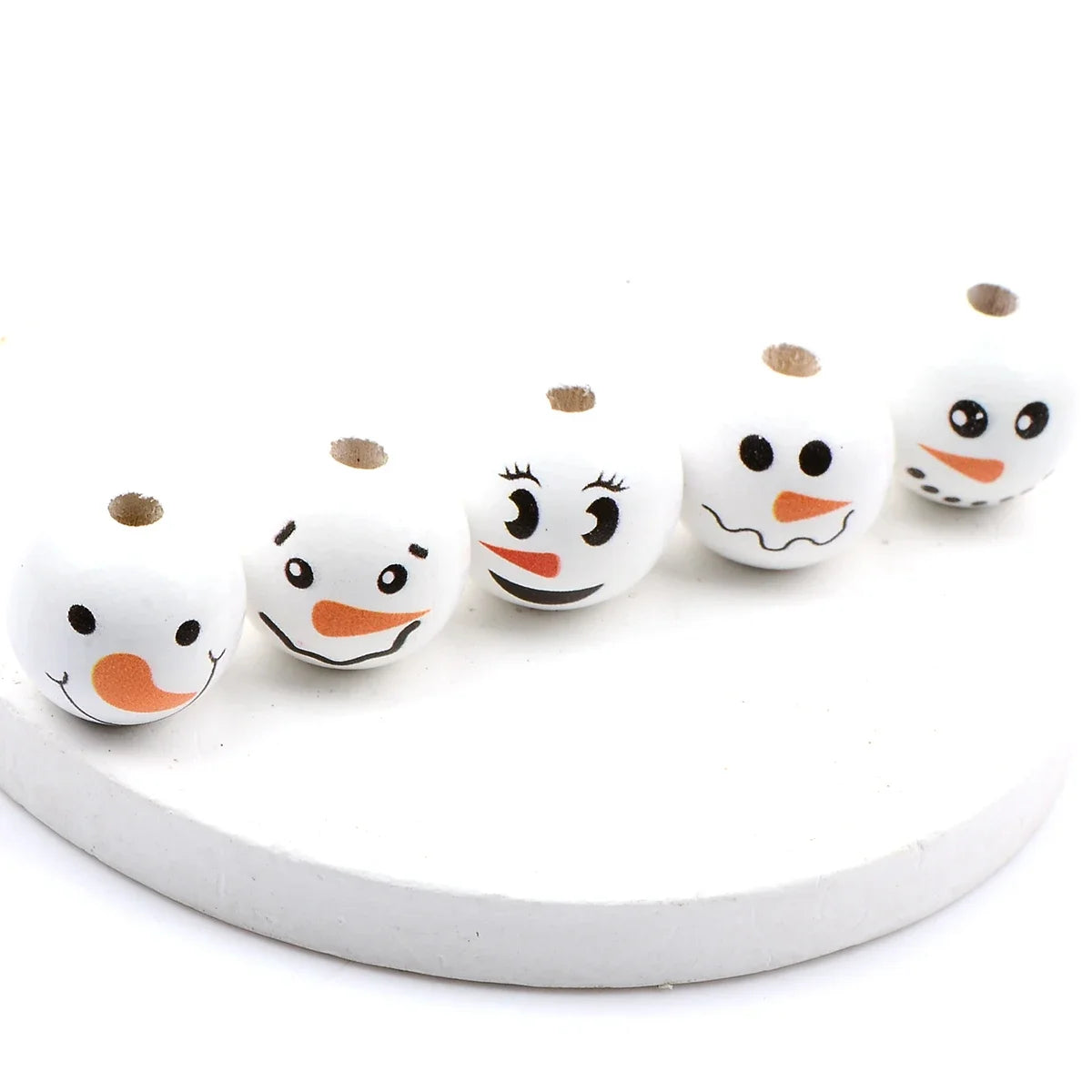 15pcs Beautiful Colorful Christmas snowman wooden bead, Fashion Large Hole Bead, for Gift Make DIY Necklace Bracelet Accessories