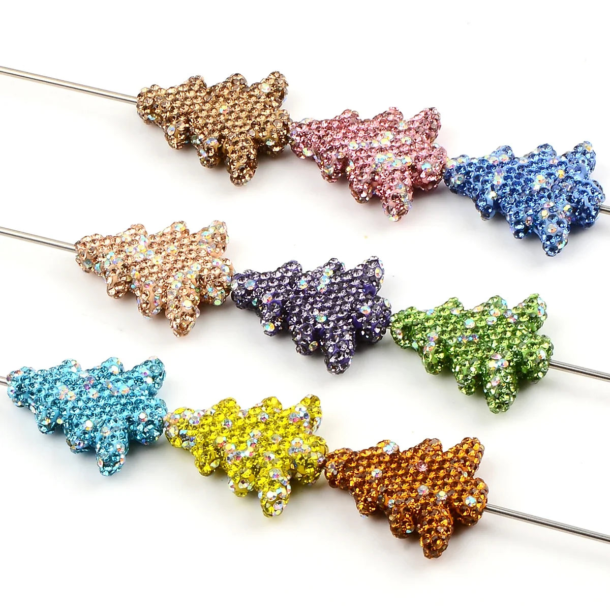 6PCS Mix color Hand-paint Christmas tree Acrylic bead Lovely tree bead for Jewelry Making Supplies DIY Charm Bracelet Space bead