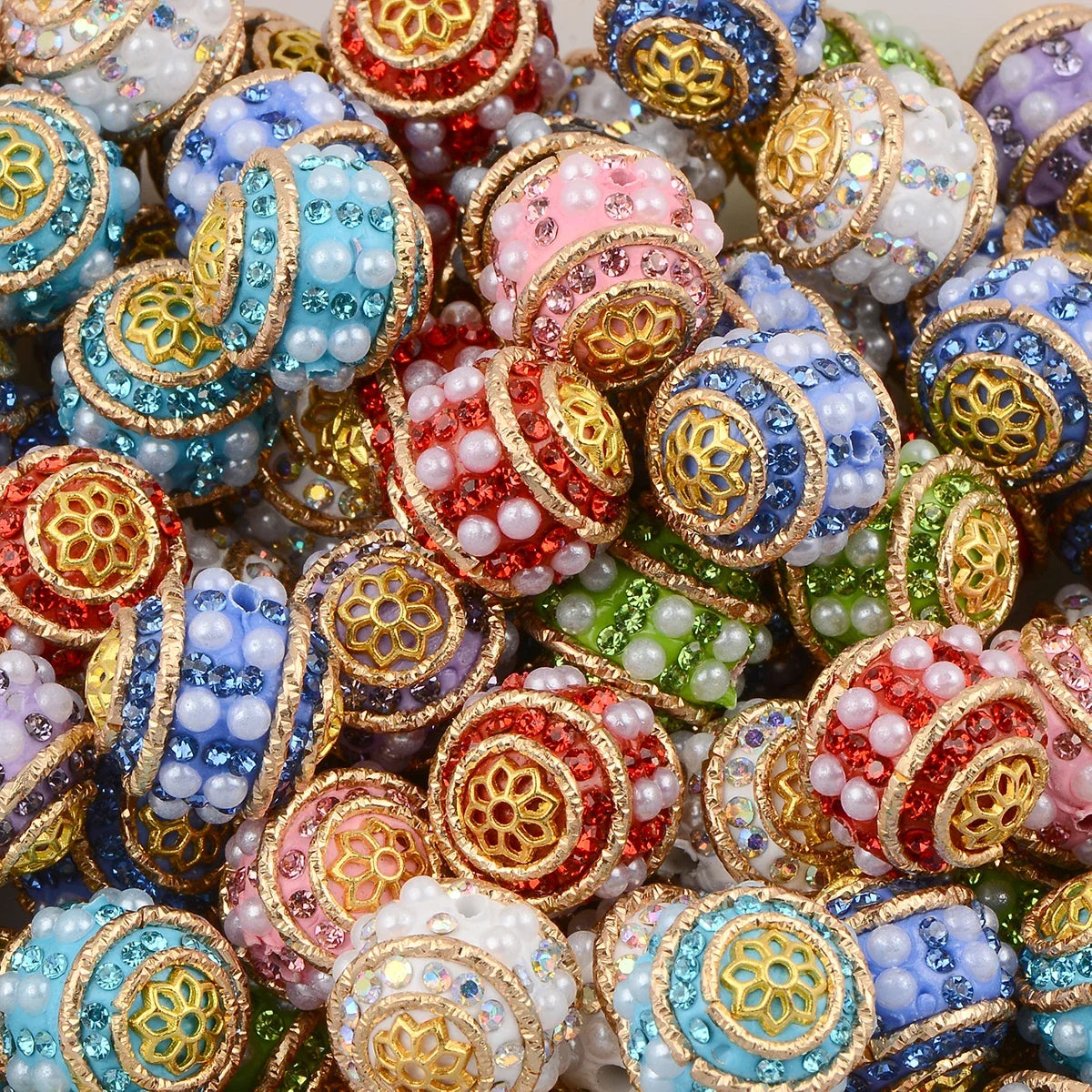 5PCS Vintage hand-painted waist drum shape acrylic round beads for jewelry making Charm DIY Bracelet Necklace Accessories