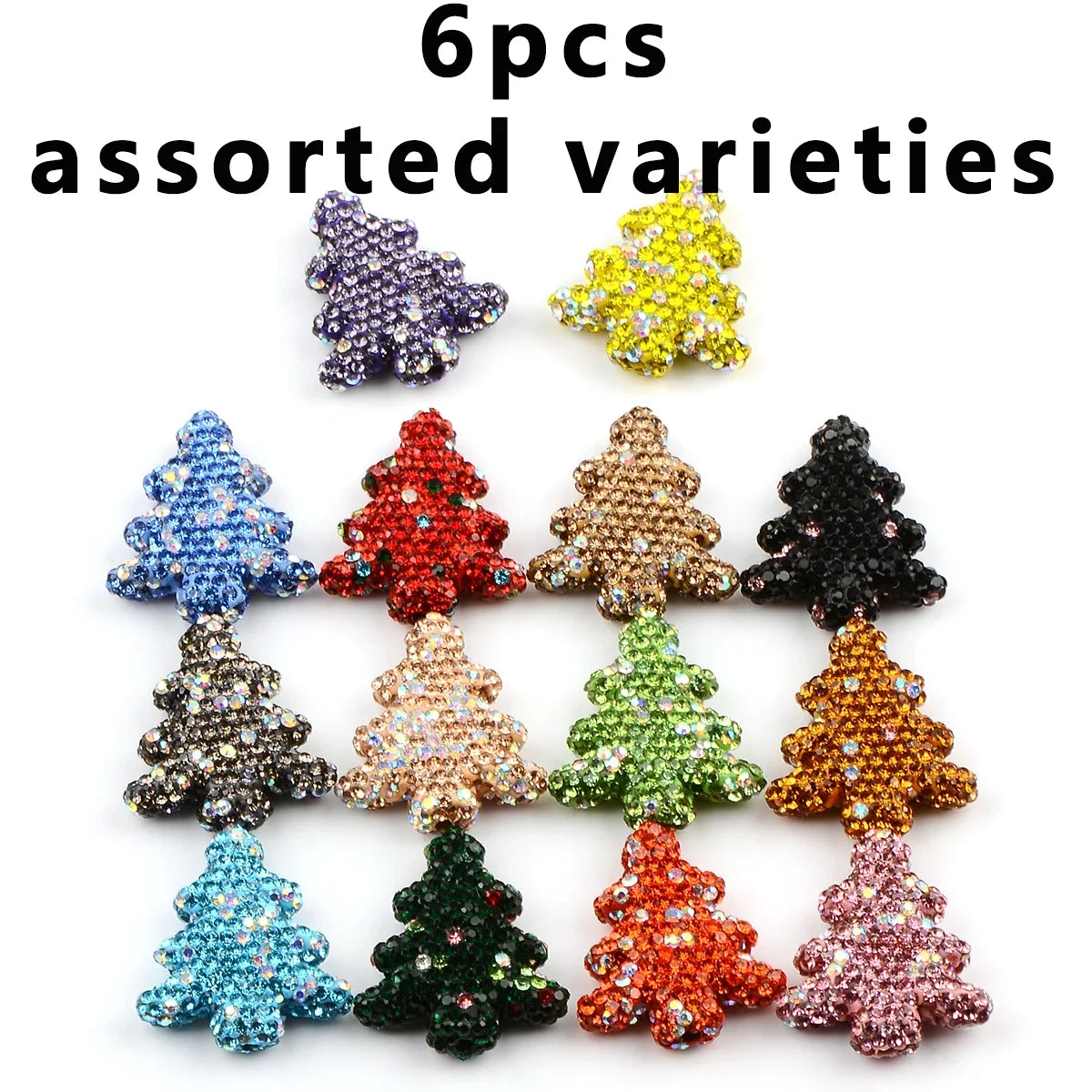 6PCS Mix color Hand-paint Christmas tree Acrylic bead Lovely tree bead for Jewelry Making Supplies DIY Charm Bracelet Space bead