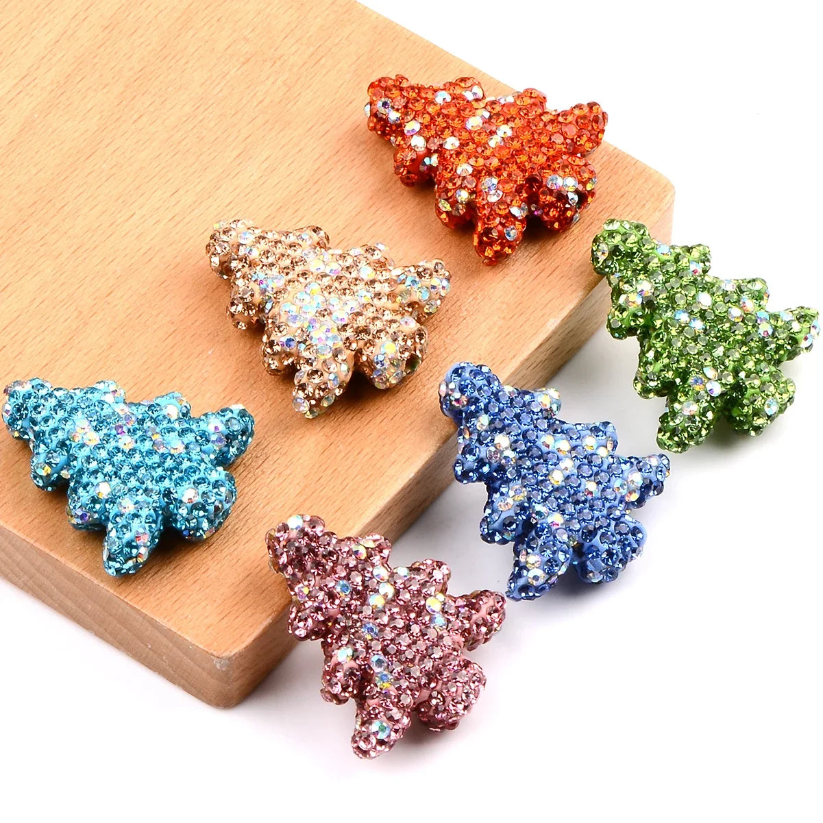 6PCS Mix color Hand-paint Christmas tree Acrylic bead Lovely tree bead for Jewelry Making Supplies DIY Charm Bracelet Space bead