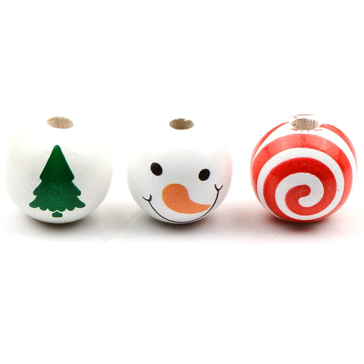 15pcs Beautiful Colorful Christmas snowman wooden bead, Fashion Large Hole Bead, for Gift Make DIY Necklace Bracelet Accessories