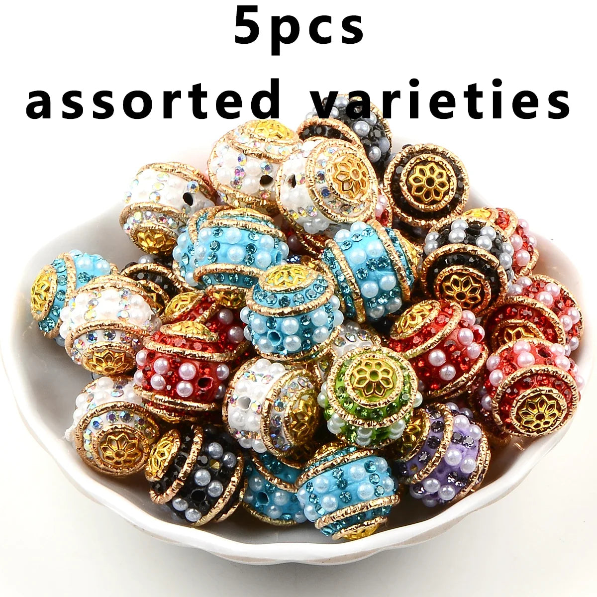 5PCS Vintage hand-painted waist drum shape acrylic round beads for jewelry making Charm DIY Bracelet Necklace Accessories