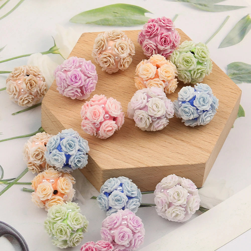 Design 50Pcs 22*22MM Polymer Clay Beads/Hand Made/Jewelry Accessories/Luminous Effect/Round Shape/DIY Beads #16877