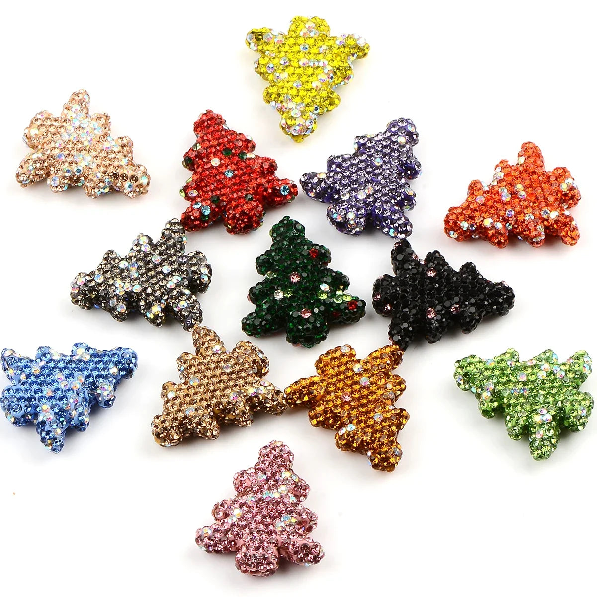 6PCS Mix color Hand-paint Christmas tree Acrylic bead Lovely tree bead for Jewelry Making Supplies DIY Charm Bracelet Space bead