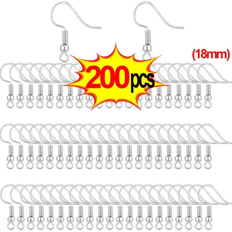 Stainless Steel Earrings Clasps Hook Fittings DIY Jewelry Making Iron Hook Earwire Ear Plug Earring Findings Gold Silver Jewelry