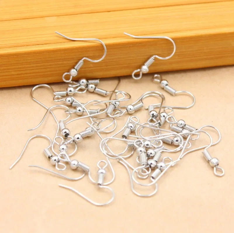 Stainless Steel Earrings Clasps Hook Fittings DIY Jewelry Making Iron Hook Earwire Ear Plug Earring Findings Gold Silver Jewelry