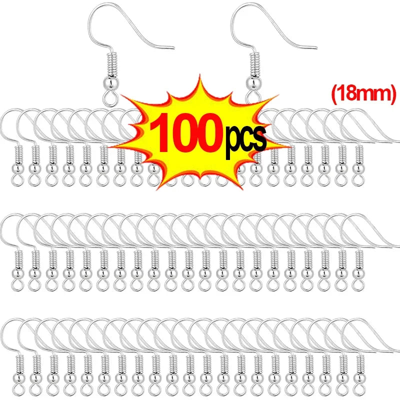 Stainless Steel Earrings Clasps Hook Fittings DIY Jewelry Making Iron Hook Earwire Ear Plug Earring Findings Gold Silver Jewelry