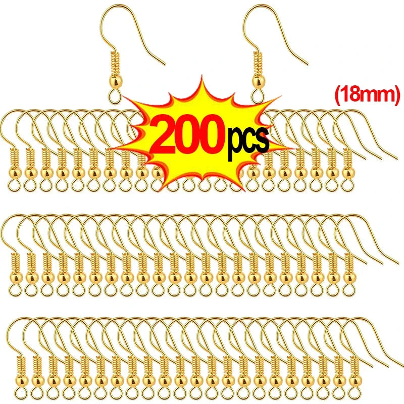 Stainless Steel Earrings Clasps Hook Fittings DIY Jewelry Making Iron Hook Earwire Ear Plug Earring Findings Gold Silver Jewelry