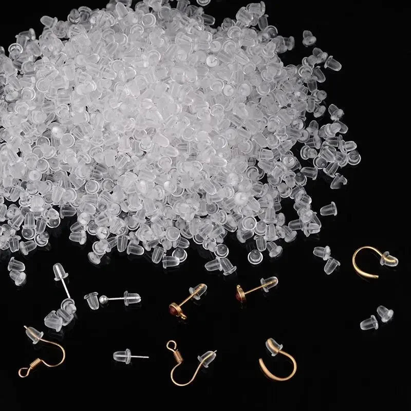 Transparent Earring Clasp with Box Silicone Rubber Ear Stopper Plugging Earring Back Ear Studs DIY Part Jewelry Findings Making