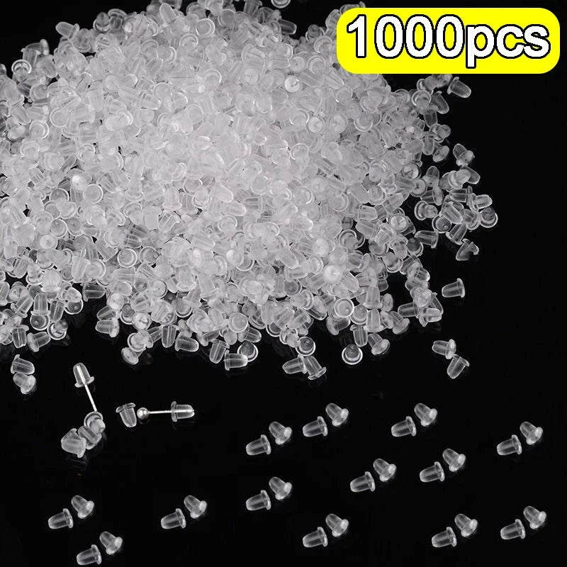 Transparent Earring Clasp with Box Silicone Rubber Ear Stopper Plugging Earring Back Ear Studs DIY Part Jewelry Findings Making
