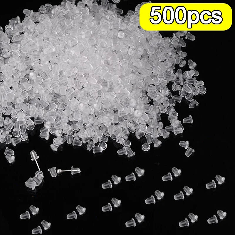 Transparent Earring Clasp with Box Silicone Rubber Ear Stopper Plugging Earring Back Ear Studs DIY Part Jewelry Findings Making