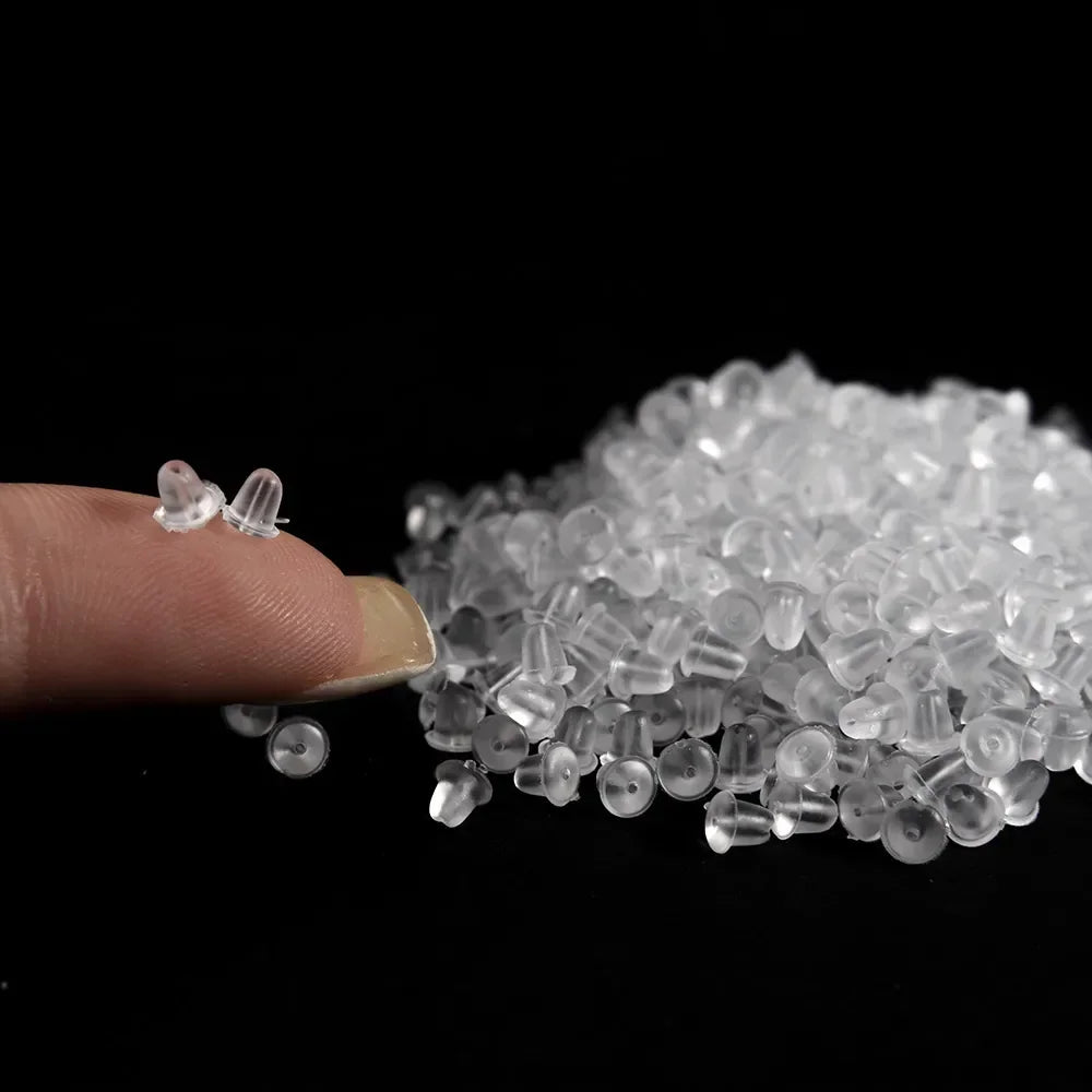 Transparent Earring Clasp with Box Silicone Rubber Ear Stopper Plugging Earring Back Ear Studs DIY Part Jewelry Findings Making