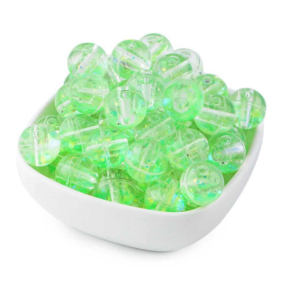 Transparent Oil Liquid Beads Quicksand Water Core Round Acrylic Beads Diy Jewelry Necklace Bracelet Keychain Accessories