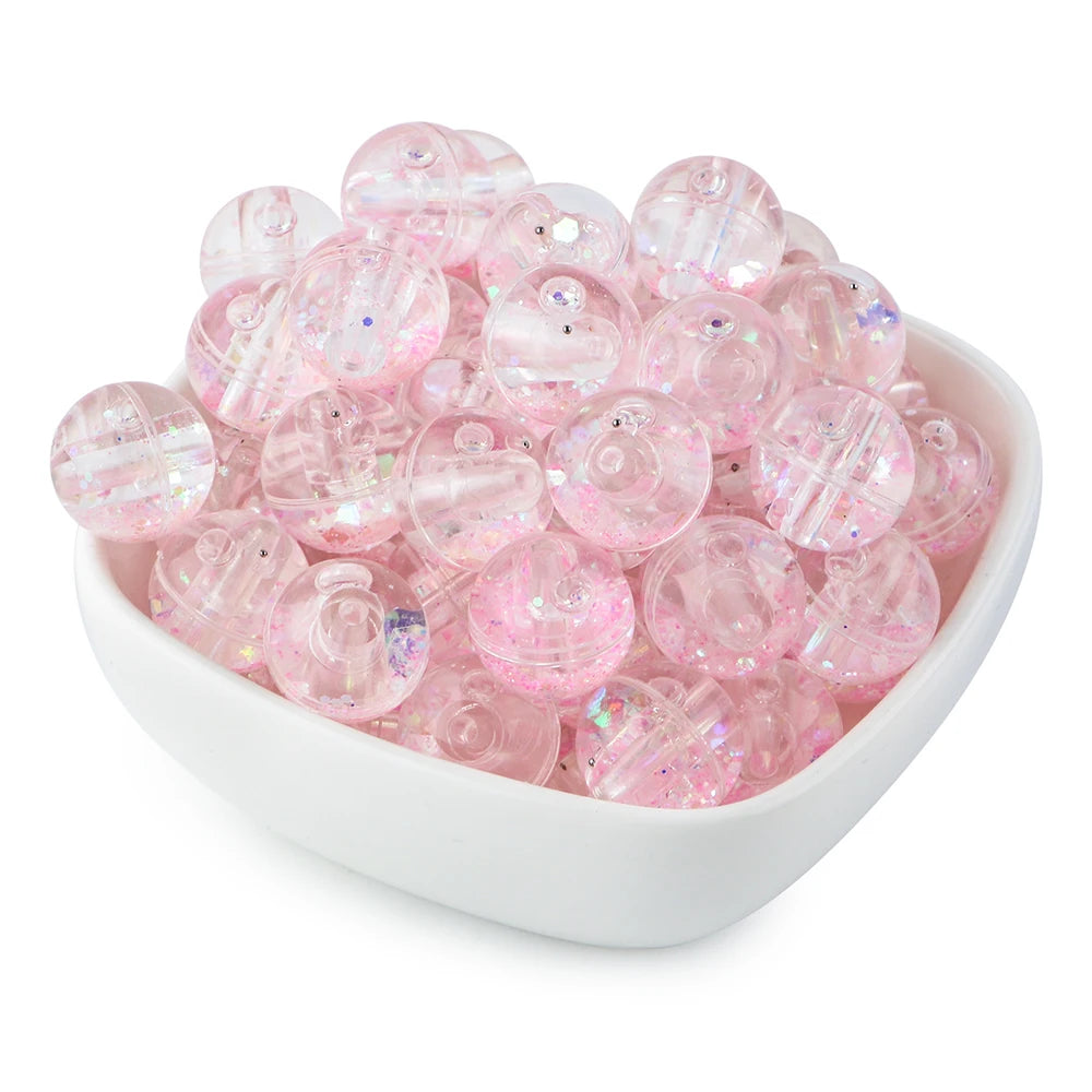 Transparent Oil Liquid Beads Quicksand Water Core Round Acrylic Beads Diy Jewelry Necklace Bracelet Keychain Accessories