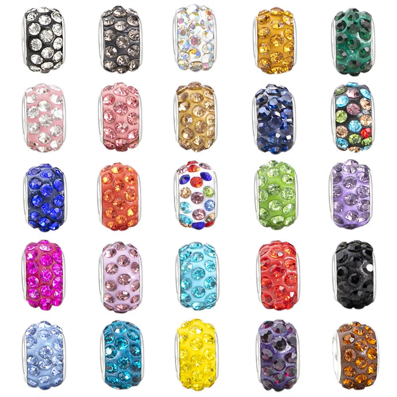 100PCS/Lot Big Hole Round Rhinestone Crystal Glass Beads Loose Spacer Beads For DIY Jewelry Making Bracelet Necklace Murano