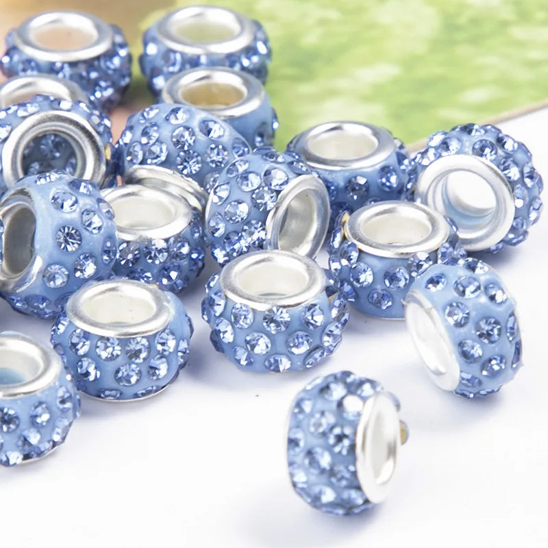 100PCS/Lot Big Hole Round Rhinestone Crystal Glass Beads Loose Spacer Beads For DIY Jewelry Making Bracelet Necklace Murano