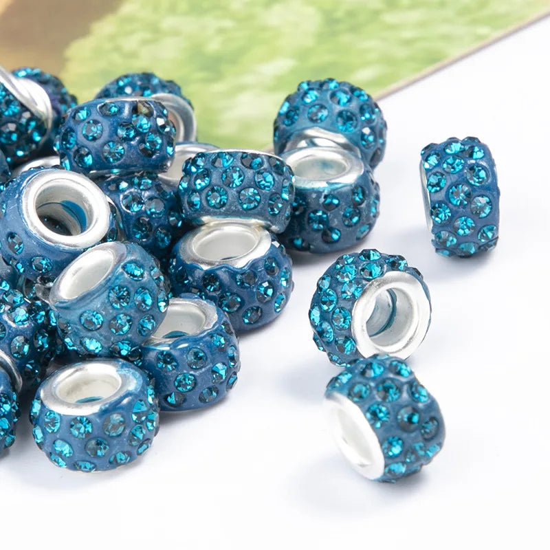 100PCS/Lot Big Hole Round Rhinestone Crystal Glass Beads Loose Spacer Beads For DIY Jewelry Making Bracelet Necklace Murano