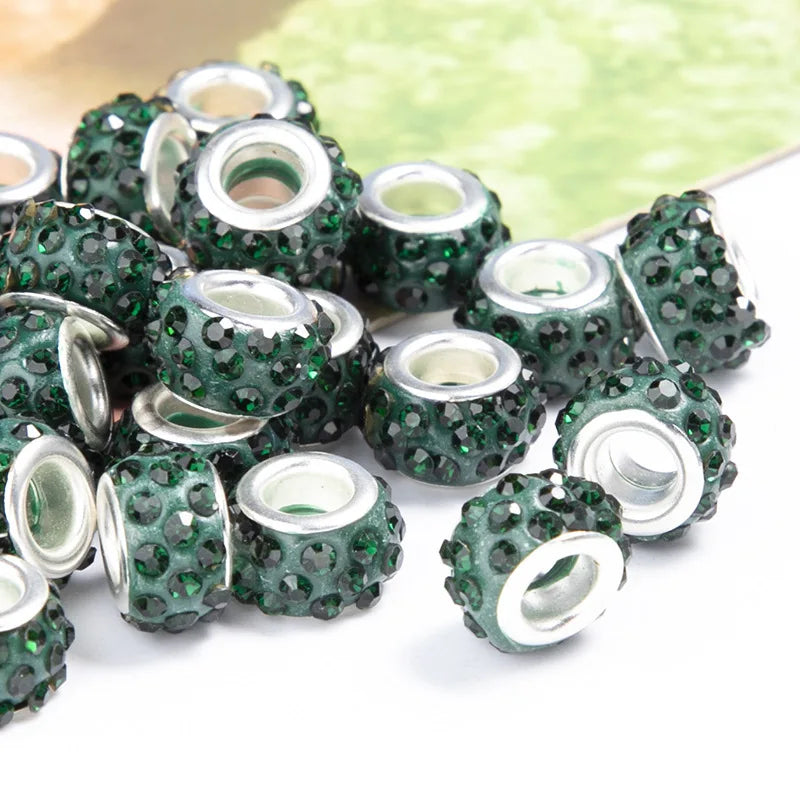 100PCS/Lot Big Hole Round Rhinestone Crystal Glass Beads Loose Spacer Beads For DIY Jewelry Making Bracelet Necklace Murano