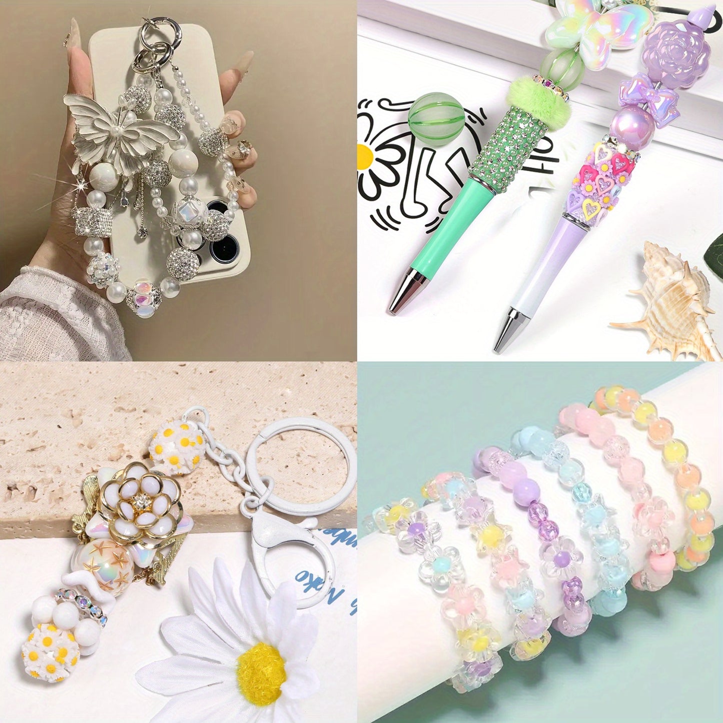 100pcs 16mm Assorted Acrylic and Resin Beads Transparent Printed Cat Eye Crackle Inner Beads for DIY Beadable Pens Keychains Phone Charms Crafts
