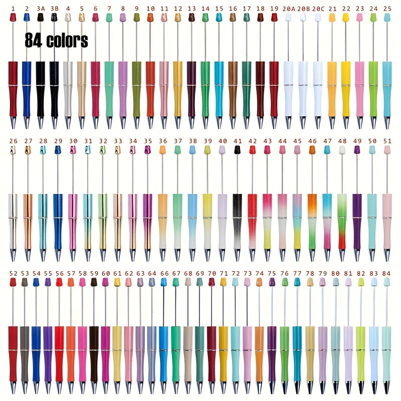 34pcs Beadable Pens, Beadable Pens Bulk Colored Plastic, Black Ink Beaded Pens Creative Diy Pen, Office School Supplies