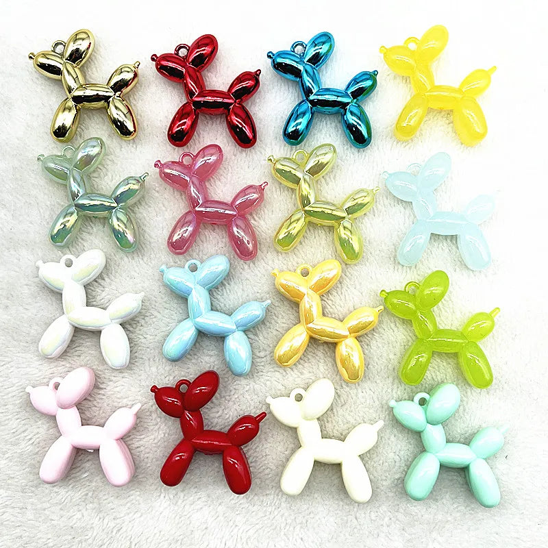 Color Stereo Lovely Balloon Dog Acrylic Charms Jewelry Making DIY Necklace Key Chain Decoration Cute Charms Pendant