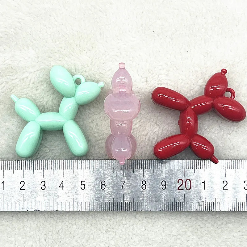 Color Stereo Lovely Balloon Dog Acrylic Charms Jewelry Making DIY Necklace Key Chain Decoration Cute Charms Pendant
