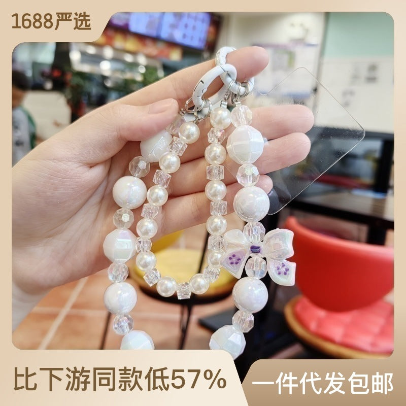 Mobile phone chain anti-lost bracelet mobile phone lanyard portable hanging chain cute mobile phone case chain bow accessories Japan and South Korea