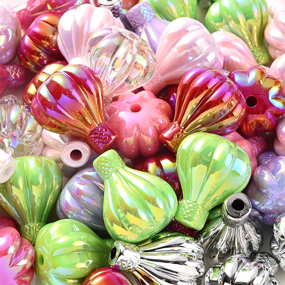 iYOE 5pcs 24x30mm Ab Color Vase Beads Hot Air Balloon Acrylic Beads For Jewelry Making Necklace Phone Chain Bracelet Keychain