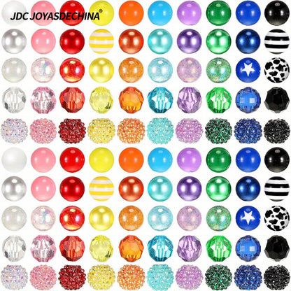 100pcs 20mm Beads for Pens Rhinestone Bubblegum Beads Mixed Crystal Resin Sugar Chunky for Pens Beadable Keychains DIY Craft Pen Jewelry Making Supplies
