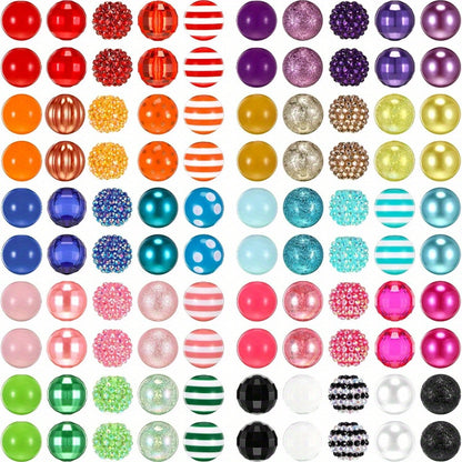 100pcs 20mm Beads for Pens Rhinestone Bubblegum Beads Mixed Crystal Resin Sugar Chunky for Pens Beadable Keychains DIY Craft Pen Jewelry Making Supplies