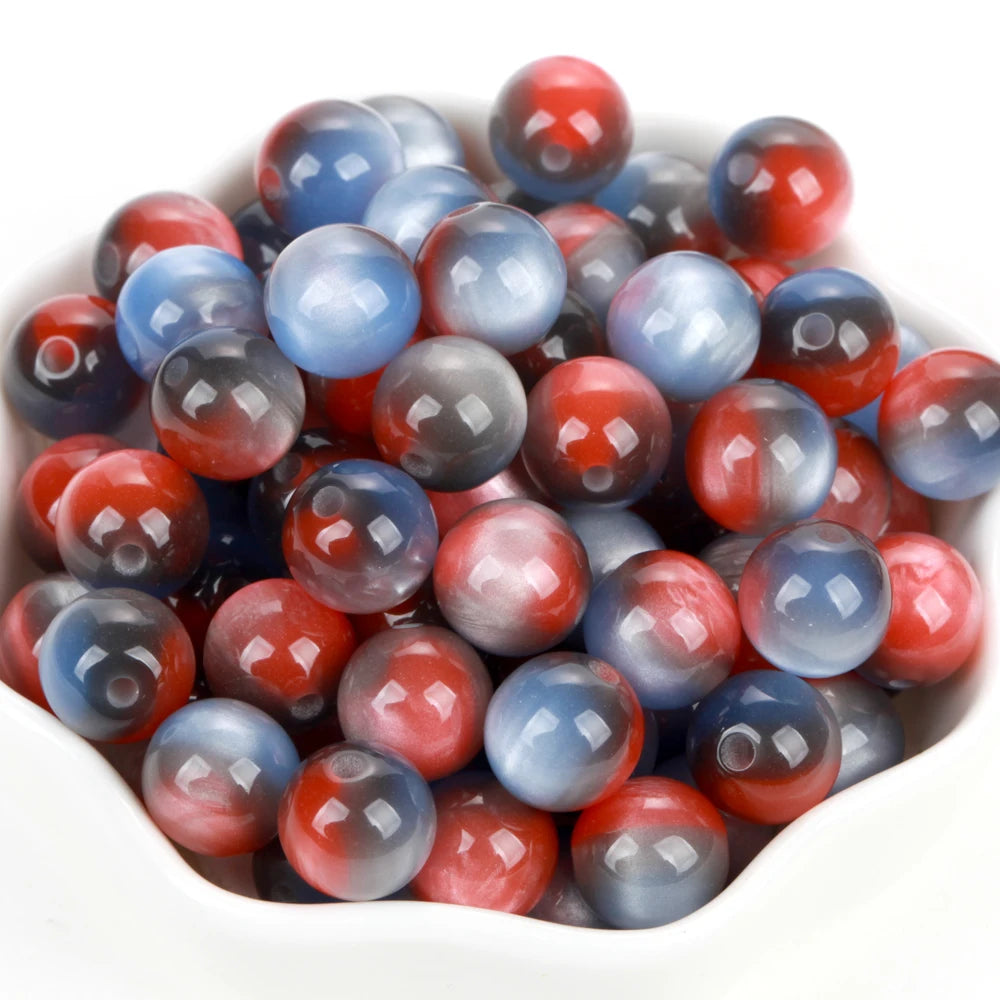 100Pcs Colorful Resin Beads Red Yellow Blue 8-16mm Round Loose Spacer Beads For Jewelry Making DIY Bracelet Necklace Handmade