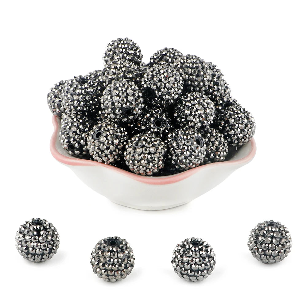 50pcs 14/16/20mm Rhinestone Resin Bayberry Ball Beads For Jewelry Making Fashion Loose Spacer Acrylic Beads Accessories