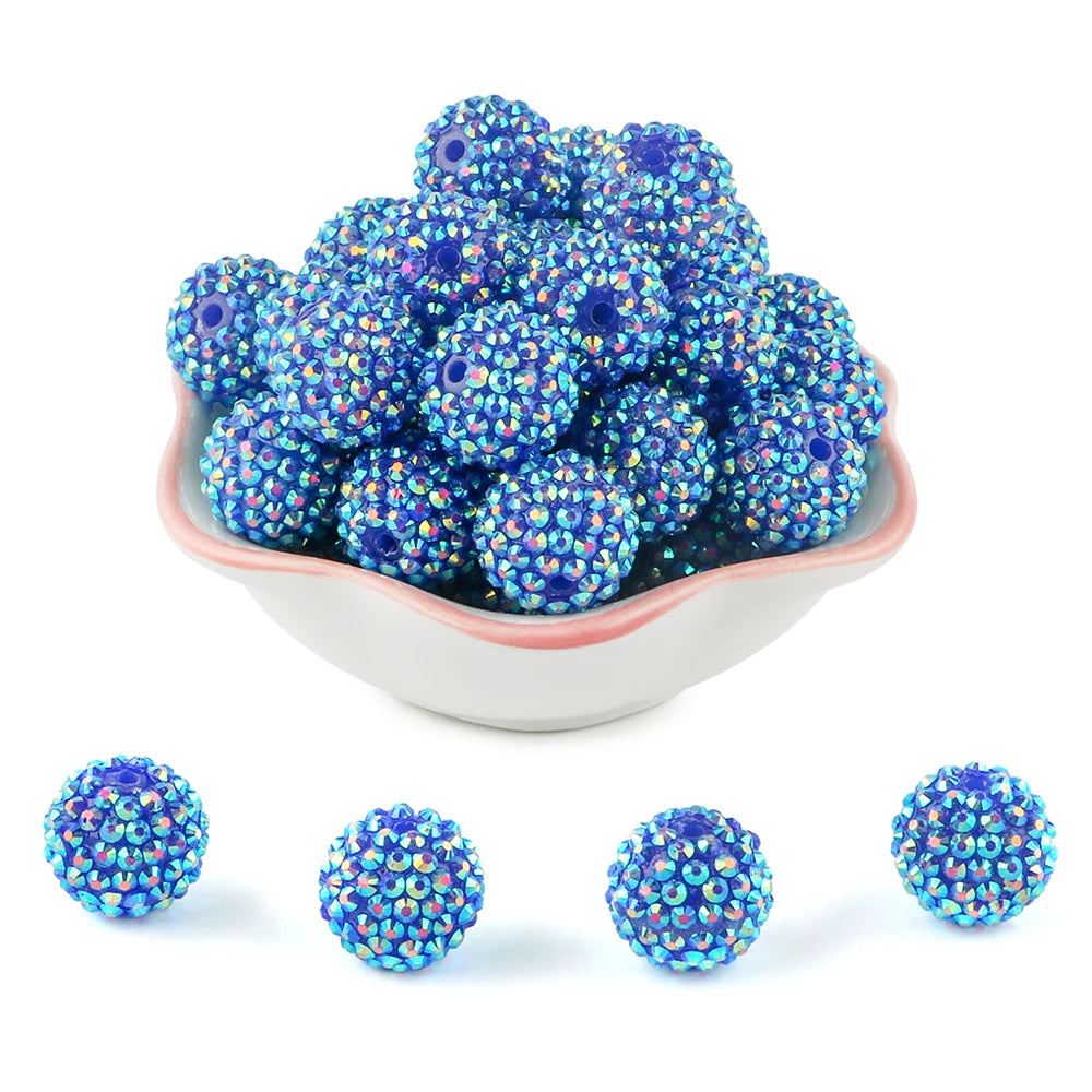 50pcs 14/16/20mm Rhinestone Resin Bayberry Ball Beads For Jewelry Making Fashion Loose Spacer Acrylic Beads Accessories