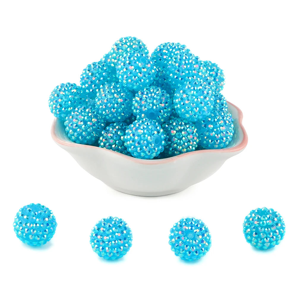 50pcs 14/16/20mm Rhinestone Resin Bayberry Ball Beads For Jewelry Making Fashion Loose Spacer Acrylic Beads Accessories