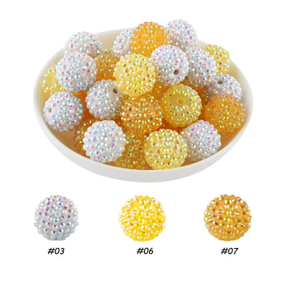 50pcs 14/16/20mm Rhinestone Resin Bayberry Ball Beads For Jewelry Making Fashion Loose Spacer Acrylic Beads Accessories