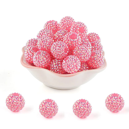 50pcs 14/16/20mm Rhinestone Resin Bayberry Ball Beads For Jewelry Making Fashion Loose Spacer Acrylic Beads Accessories
