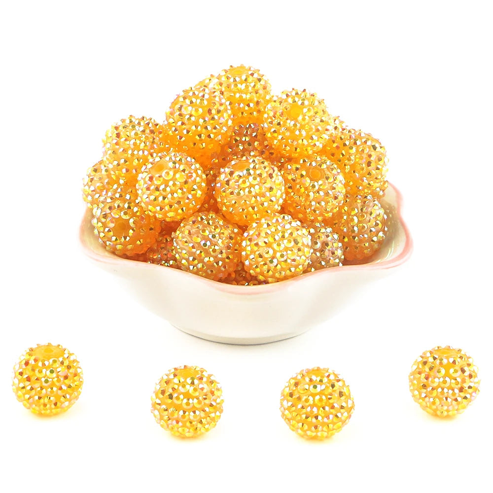 50pcs 14/16/20mm Rhinestone Resin Bayberry Ball Beads For Jewelry Making Fashion Loose Spacer Acrylic Beads Accessories