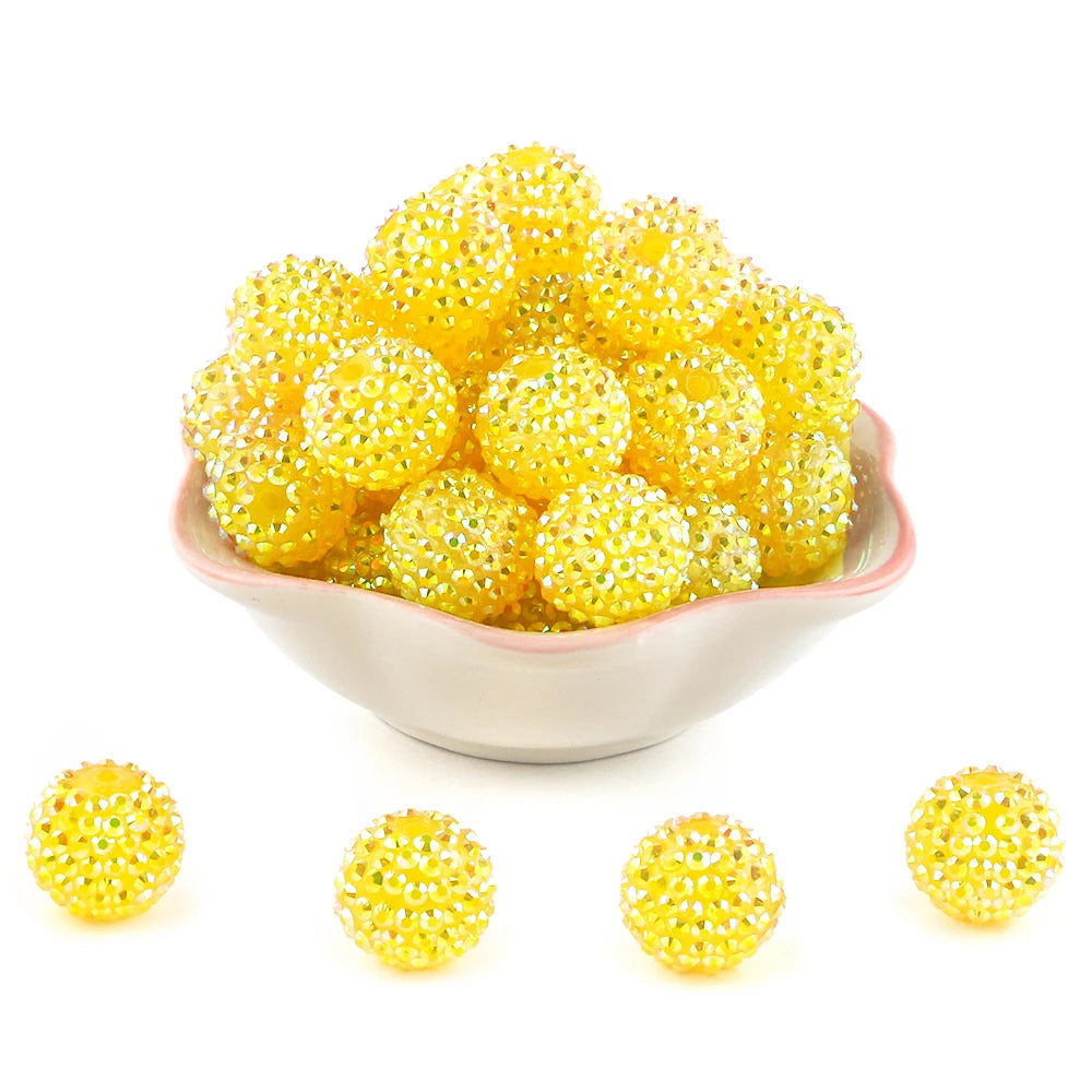 50pcs 14/16/20mm Rhinestone Resin Bayberry Ball Beads For Jewelry Making Fashion Loose Spacer Acrylic Beads Accessories