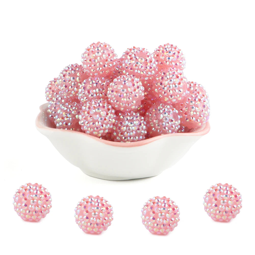 50pcs 14/16/20mm Rhinestone Resin Bayberry Ball Beads For Jewelry Making Fashion Loose Spacer Acrylic Beads Accessories