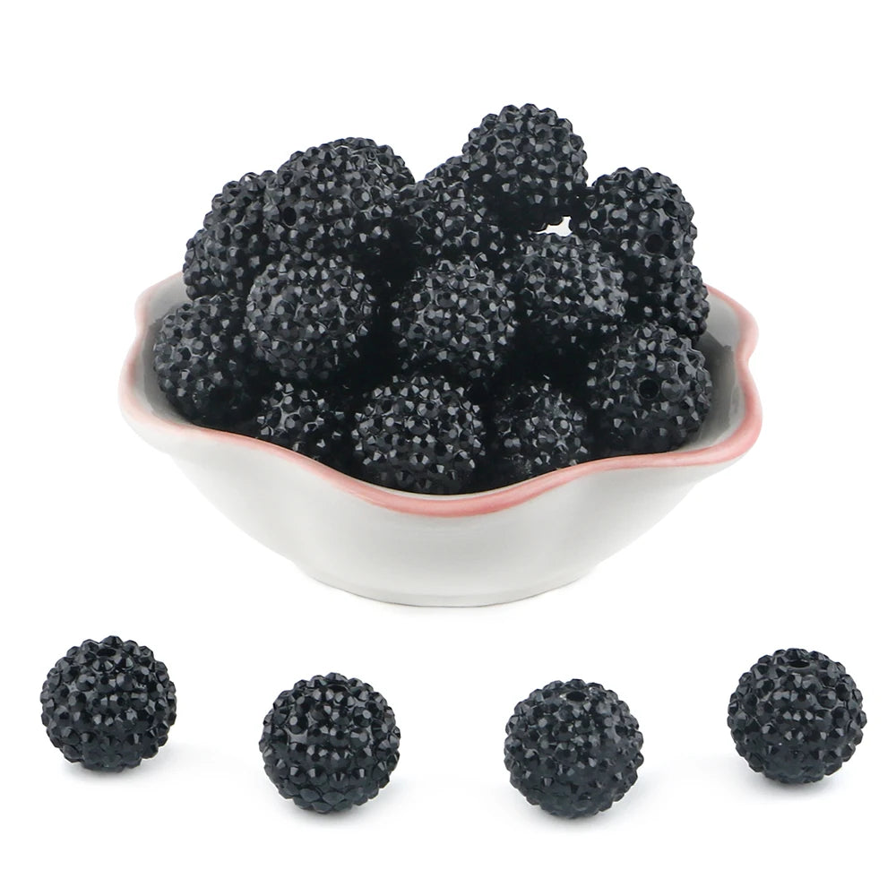 50pcs 14/16/20mm Rhinestone Resin Bayberry Ball Beads For Jewelry Making Fashion Loose Spacer Acrylic Beads Accessories
