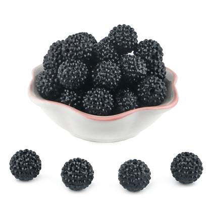 50pcs 14/16/20mm Rhinestone Resin Bayberry Ball Beads For Jewelry Making Fashion Loose Spacer Acrylic Beads Accessories