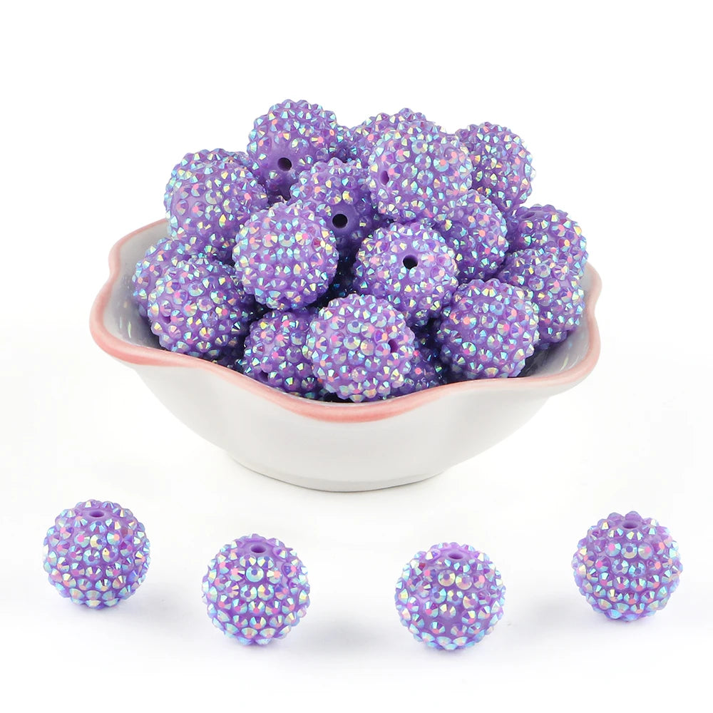 50pcs 14/16/20mm Rhinestone Resin Bayberry Ball Beads For Jewelry Making Fashion Loose Spacer Acrylic Beads Accessories