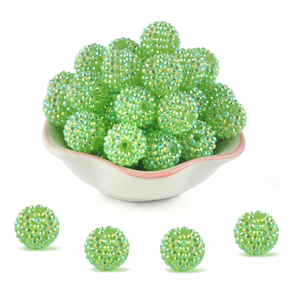 50pcs 14/16/20mm Rhinestone Resin Bayberry Ball Beads For Jewelry Making Fashion Loose Spacer Acrylic Beads Accessories